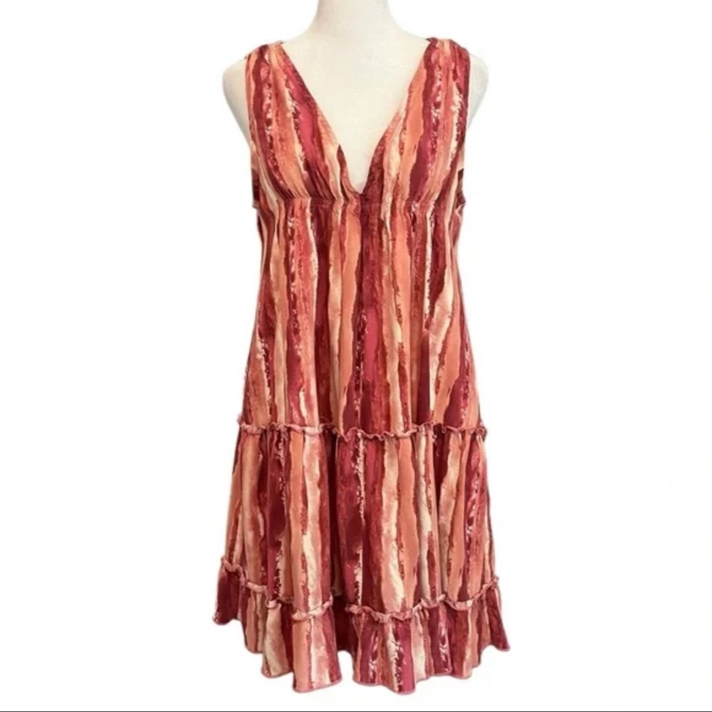 FLG Studio| Multicolor Sleeveless Dress | V Neck low cut | Sz M